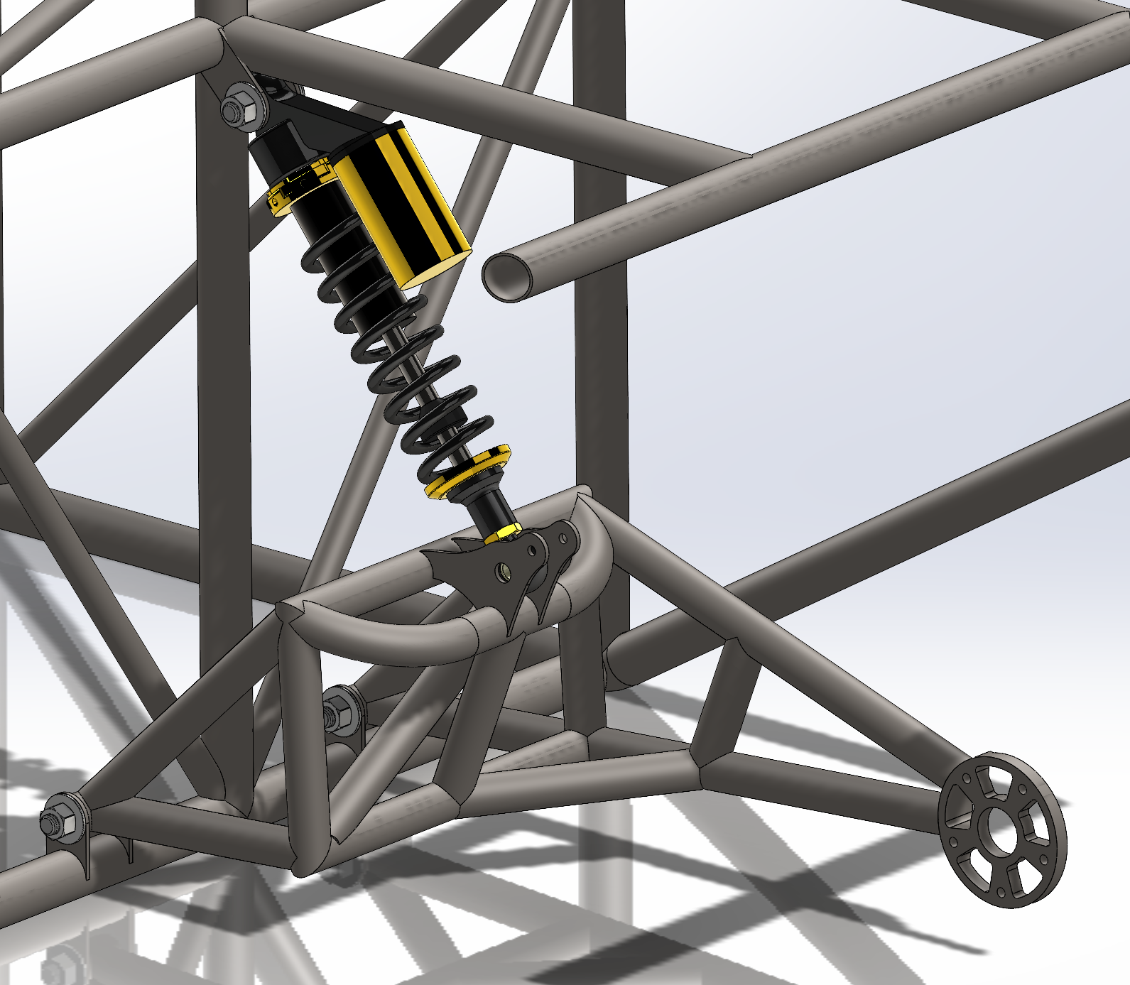 SolidWorks assembly CAD model I created of the rear suspension